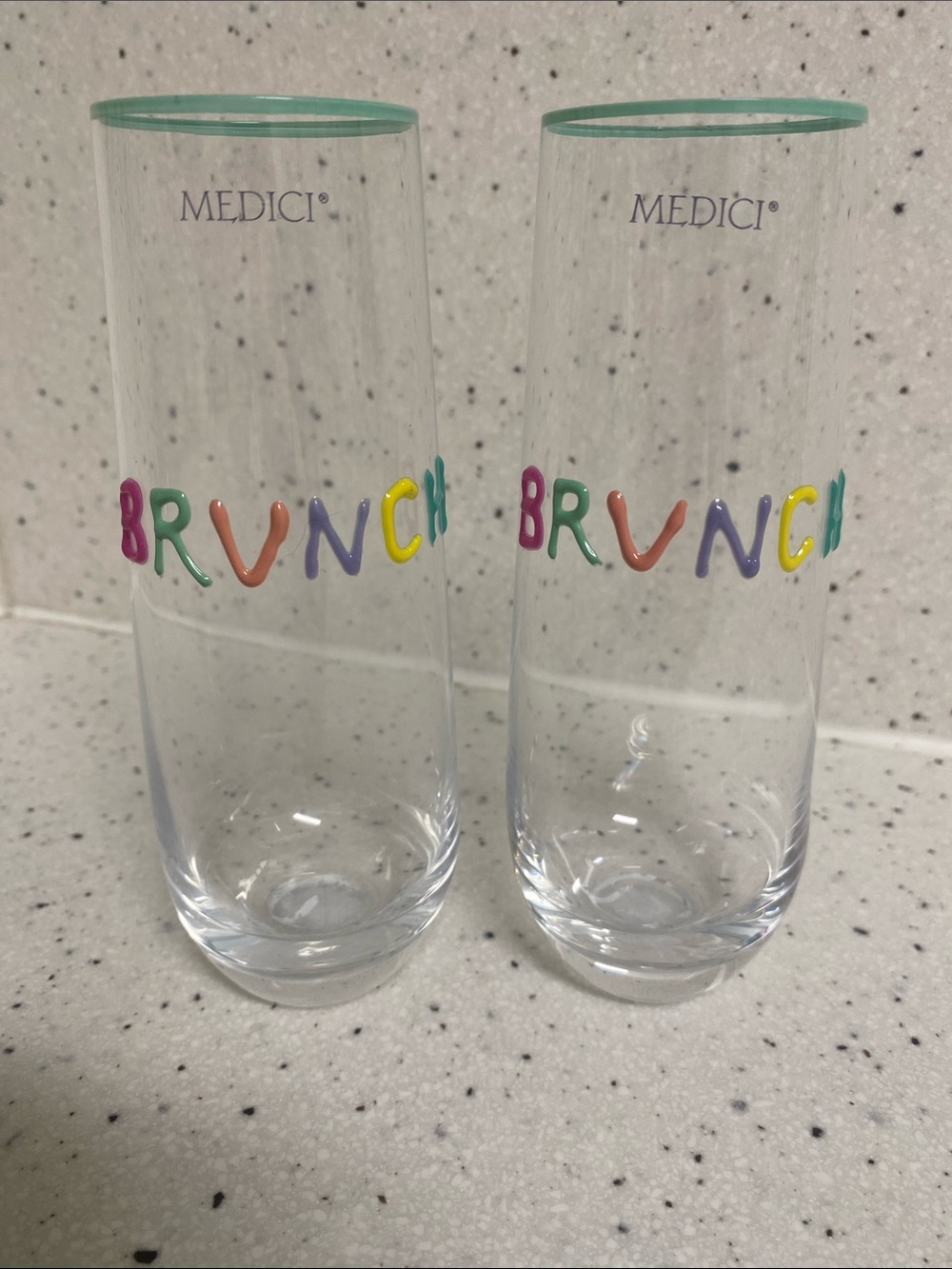 NWT.  Medici, “Brunch” Multicolor Champagne Flute - Set of 2